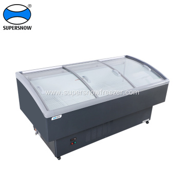 Top glass door deep display fresh food freezer